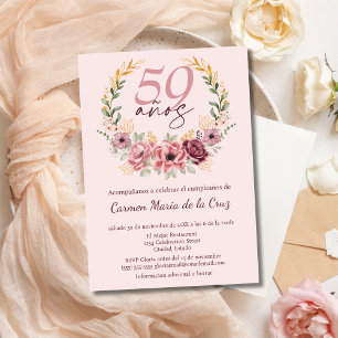 Convites Festa de Aniversário de 59 Anos Rosa Espanhol Flor