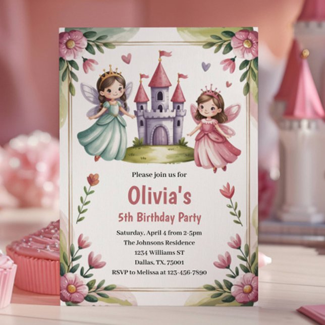 Convites Festa de Aniversário de 5 anos da Princesa Fada Fo (Criador carregado)