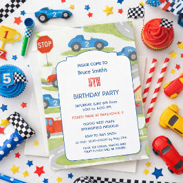 Convites Festa de Aniversário de 5 Anos do Menino com Carro