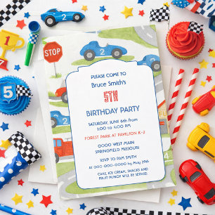 Convites Festa de Aniversário de 5 Anos do Menino com Carro