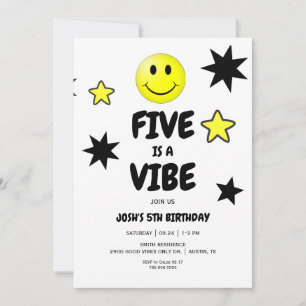 Convites Festa de Aniversário de 5 anos Five is a Vibe