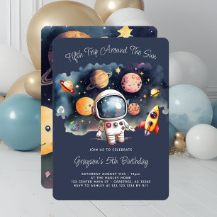 Convites Festa de Aniversário de 5 anos Planetas Espaço Sid