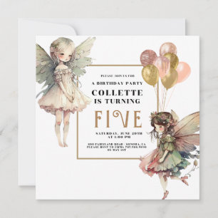 Convites Festa de aniversário de 5 da Anime Fairy Girl