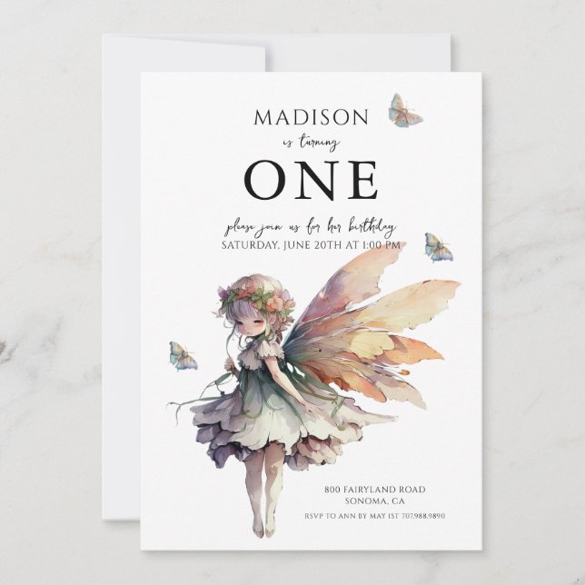 Convites Festa de aniversário de 5 de Fada de Animação Mági (Frente)