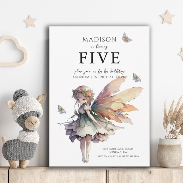 Convites Festa de aniversário de 5 de Fada de Animação Mági (Criador carregado)