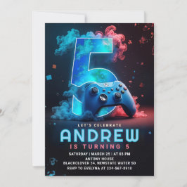 Convites Festa de aniversário de 5 de videogame