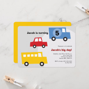 Convites Festa de aniversário de 5 para crianças de trans