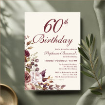 Festa de Aniversário de 60 anos Burgundy Elegante