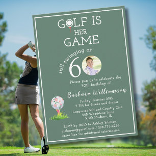 Convites Festa de Aniversário de 60 anos com Foto de Golfe