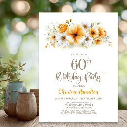 Convites Festa de Aniversário de 60 anos com Tema Floral La