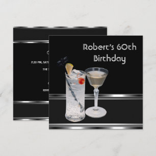 Convites Festa de Aniversário de 60 anos do Homem Bebidas P