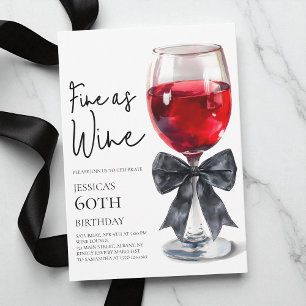 Convites Festa de Aniversário de 60 anos Elegante Laço Pret