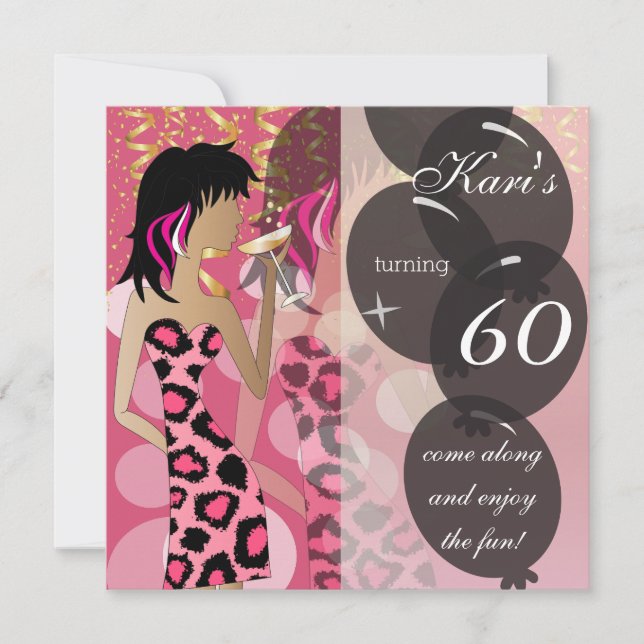Convites Festa de Aniversário de 60 anos | Modelo | Faça-Vo (Frente)