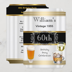 Convites Festa de Aniversário de 60 anos para Homens Vintag