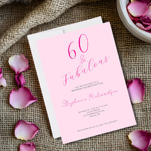 Convites Festa de Aniversário de 60 anos Pink Script Sixty