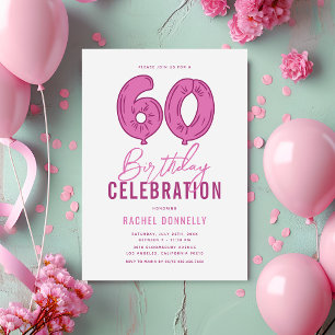 Convites Festa de Aniversário de 60 Anos Rosa Feminina
