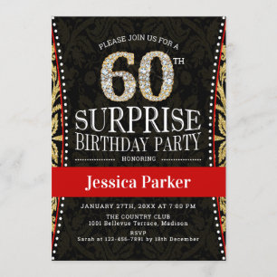 Convites Festa de Aniversário de 60 anos Surpresa - Dourado