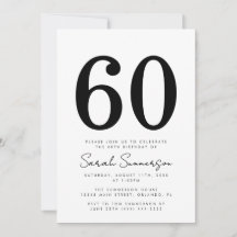 Festa de Aniversário de 60 Anos Tipografia Preto e