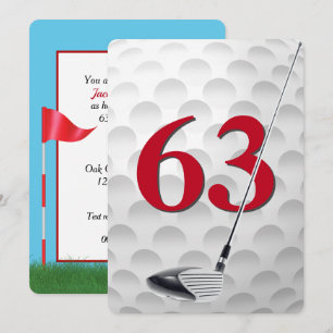 Convites Festa de Aniversário de 63 anos com tema de golfe