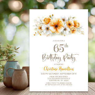 Convites Festa de Aniversário de 65 anos com Tema Floral La