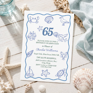 Convites Festa de Aniversário de 65 anos com Vida Marinha D
