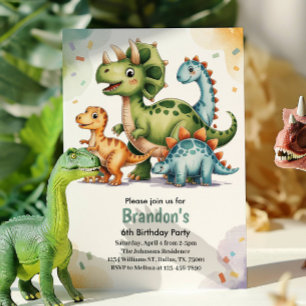 Convites Festa de Aniversário de 6 anos de Dinossauros para