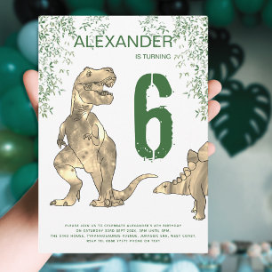 Convites Festa de Aniversário de 6 anos T-Rex Dinossauro Se