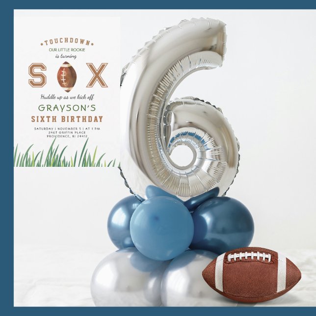 Convites Festa de aniversário de 6 de futebol do Huddle Up (Criador carregado)