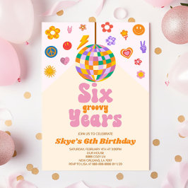 Convites Festa de aniversário de 6 de seis anos de Groovy B
