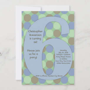 Convites Festa de aniversário de 6 do Big Number 6 Boy