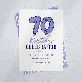 Convites Festa de Aniversário de 70 Anos Azul