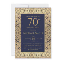 Festa de Aniversário de 70 Anos Azul Marinho Doura