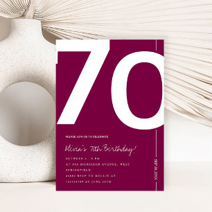 Convites Festa de Aniversário de 70 Anos Burgundy Elegante