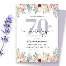 Festa de Aniversário de 70 Anos com Floral Pastel 