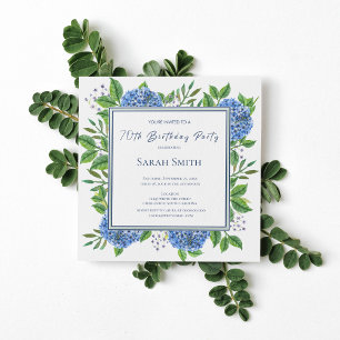 Convites Festa de Aniversário de 70 anos com Hortênsias Azu