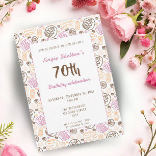 Convites Festa de Aniversário de 70 anos em Arte de Uma Lin