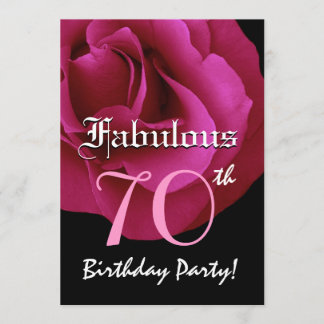 Convites Festa de Aniversário de 70 Anos Fabulosa Rosa Verm