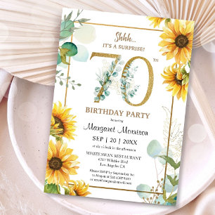 Convites Festa de Aniversário de 70 anos Girassóis Floral E