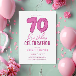 Convites Festa de Aniversário de 70 anos Menina Rosa