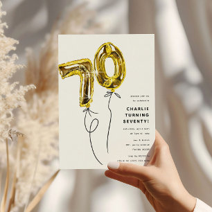 Convites Festa de Aniversário de 70 Anos Minimal Gold 70 Ba