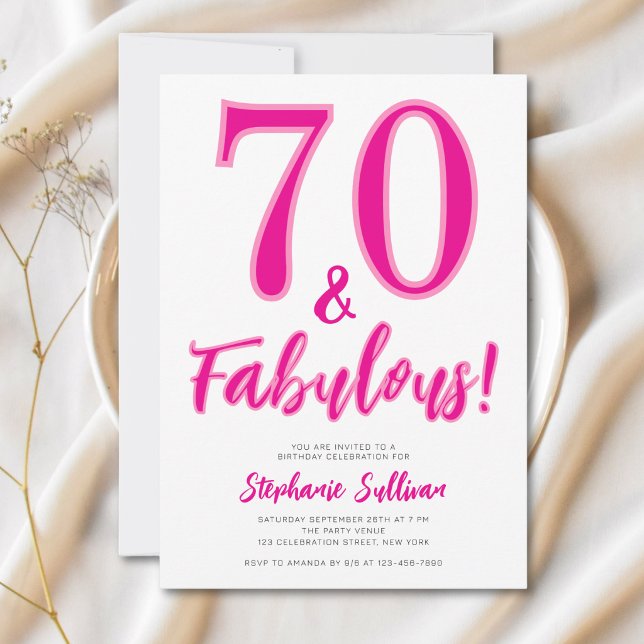 Convites Festa de Aniversário de 70 anos Moderna e Fabulosa (Criador carregado)