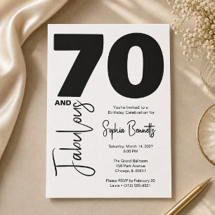 Convites Festa de Aniversário de 70 anos Moderna e Fabulosa