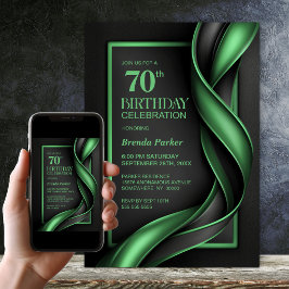 Convites Festa de Aniversário de 70 Anos Moderna Preta e Ve