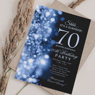Convites Festa de Aniversário de 70 anos Navy Blue Glam Sur