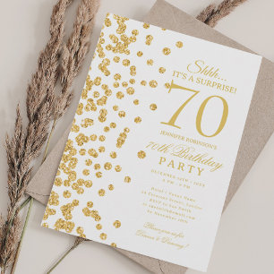 Convites Festa de Aniversário de 70 anos Surpresa com Brilh