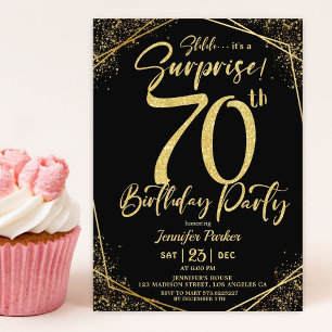 Convites Festa de Aniversário de 70 anos Surpresa com Brilh