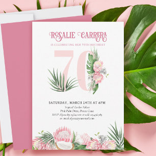 Convites Festa de Aniversário de 70 anos Tropical Rosa Prot
