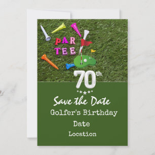 Convites Festa de aniversário de 70 de golfe com carrinho d