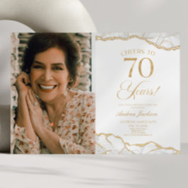 Convites Festa de aniversário de 70 de Imagem Dourada Branc