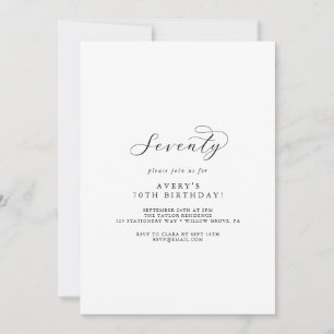 Convites Festa de aniversário de 70 de Script Elegante